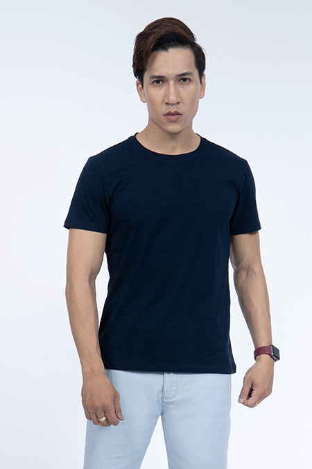 Áo thun nam cổ tròn Novelty Regular fit xanh navy NATMMDNCTR190155N