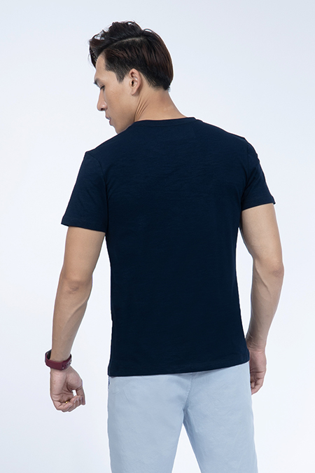 Áo thun nam cổ tròn Novelty Regular fit xanh navy NATMMDNCTR190155N