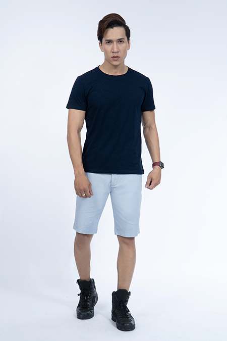 Áo thun nam cổ tròn Novelty Regular fit xanh navy NATMMDNCTR190155N