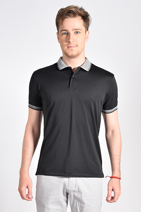 Áo Polo nam Novelty Regular fit màu đen phối cổ bo NATMMDNPSR181365N