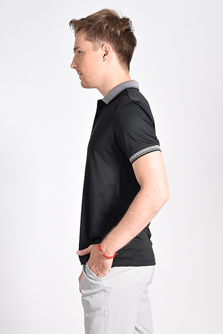 Áo Polo nam Novelty màu đen phối cổ bo NATMMDNPSR181365N