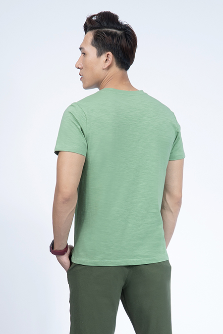 Áo thun nam cổ tròn Novelty Regular fit màu xanh cốm NATMMNNCTR190151N