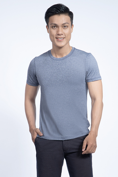 Áo thun nam cổ tròn Novelty Regular fit xám nhạt NATMMTMPSR190223N