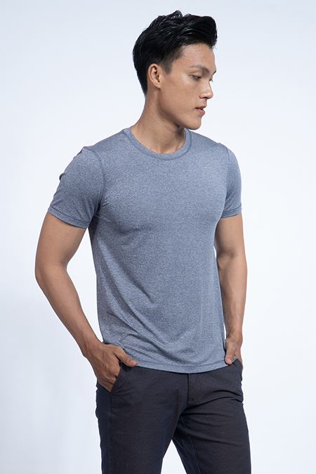 Áo thun nam cổ tròn Novelty Regular fit xám nhạt NATMMTMPSR190223N