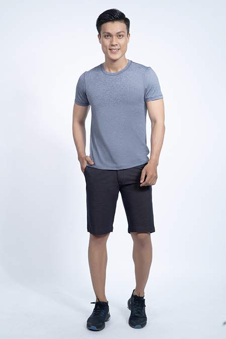 Áo thun nam cổ tròn Novelty Regular fit xám nhạt NATMMTMPSR190223N