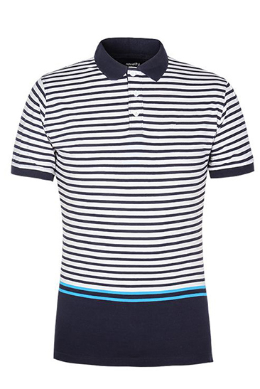 Áo thun Polo nam Novelty sọc ngang phối xanh NATMSBNCSR151907N