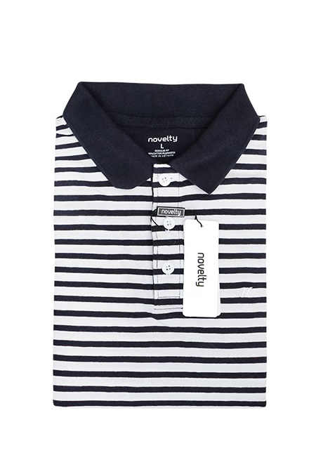Áo thun Polo nam Novelty sọc ngang phối xanh NATMSBNCSR151907N