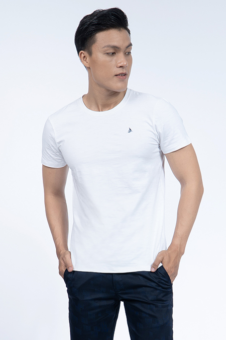 Áo thun nam cổ tròn Novelty Regular fit trắng NATMTTNCTR190152N