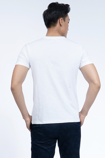 Áo thun nam cổ tròn Novelty Regular fit trắng NATMTTNCTR190152N