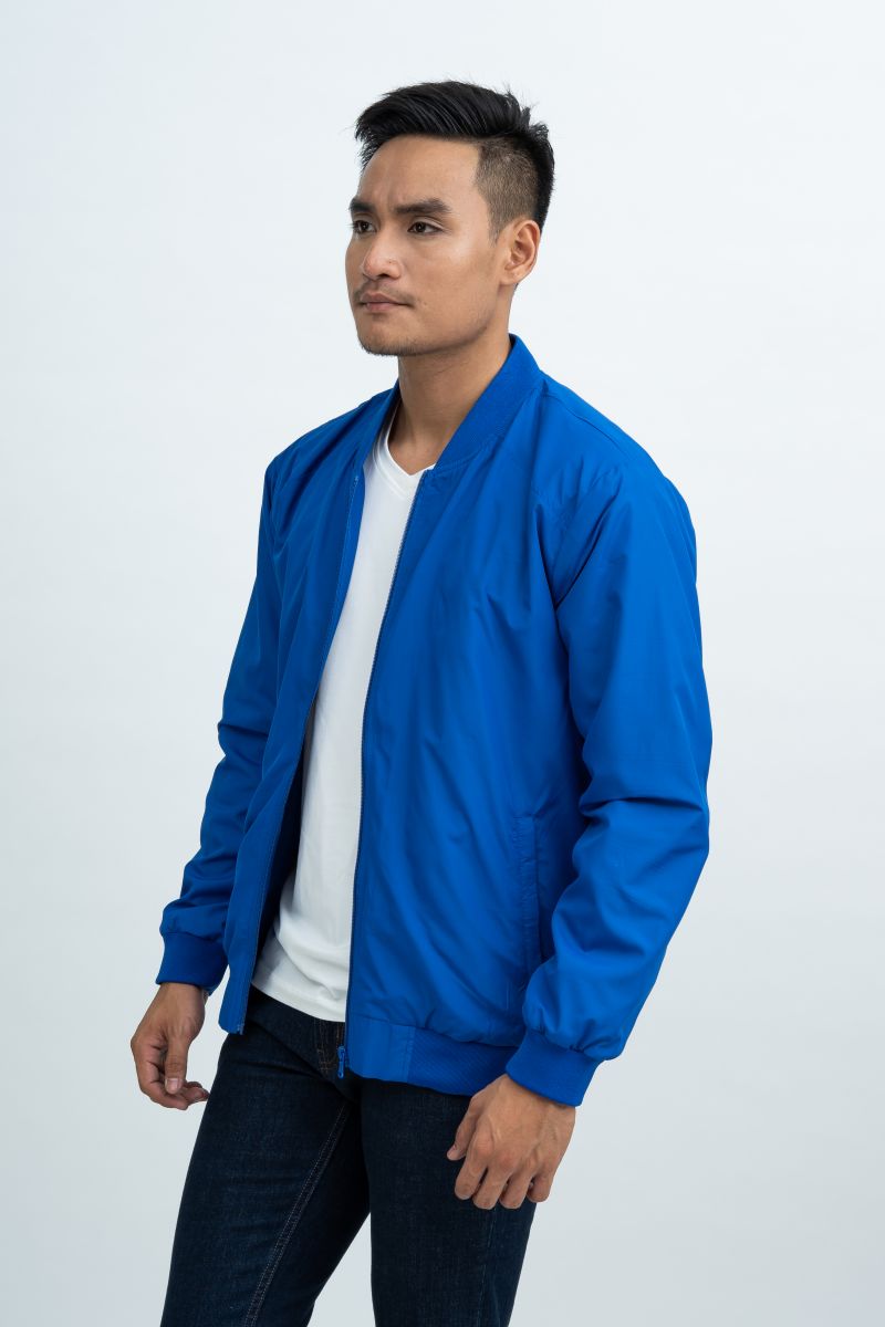 Áo Khoác Jacket 2 lớp Novelty cổ bomber màu xanh Coban NJKMMDMPLR1806502