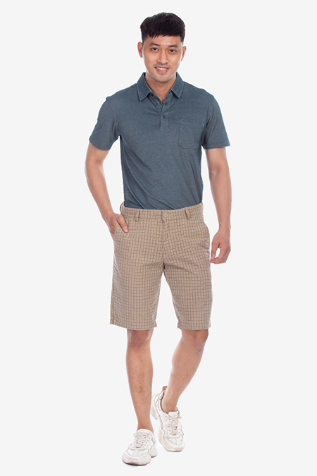 Quần Short Khaki nam Novelty caro NSKMINNCTR1814090