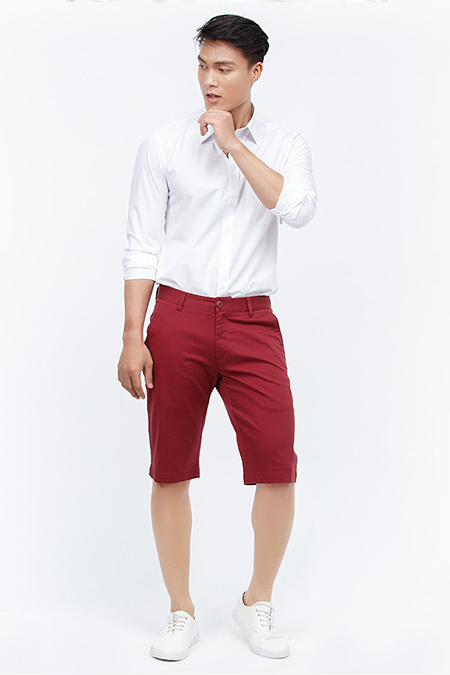 Quần Short Khaki nam Novelty màu đỏ đô NSKMMDNCSR1618710