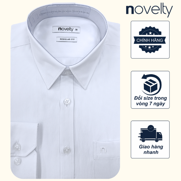 Áo sơ mi trắng dài tay Novelty Regular fit vân sọc NSMMTSMRCR240642D