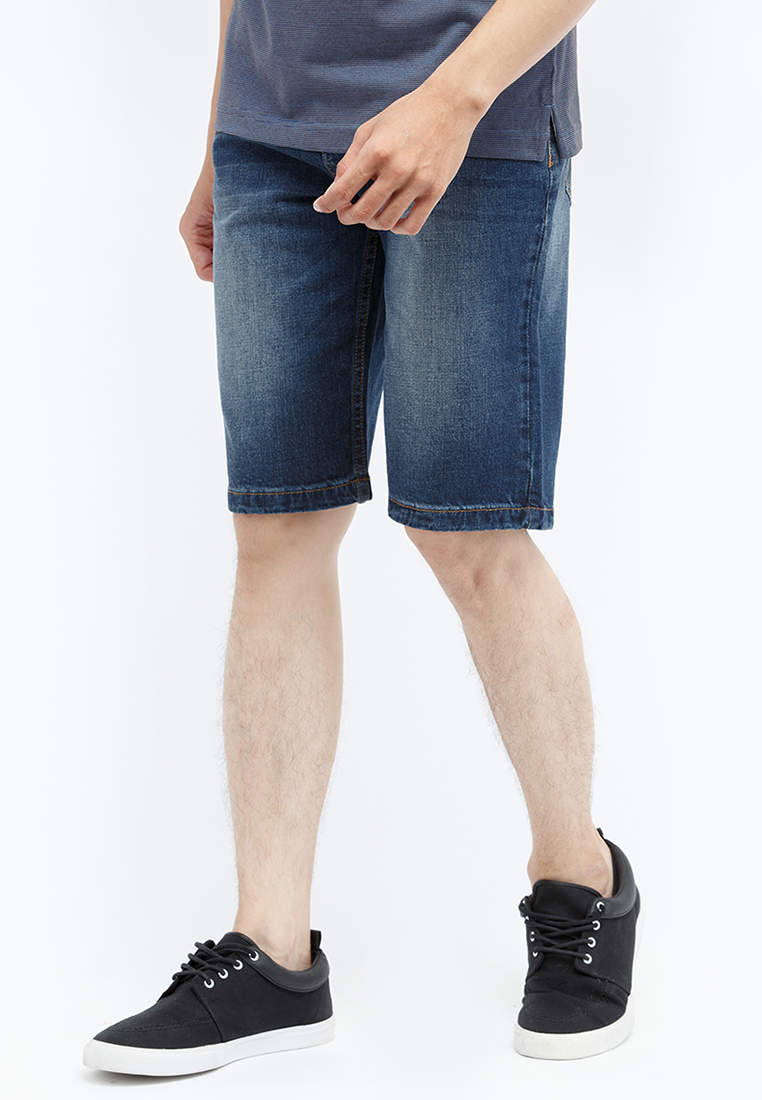 Quần jean short nam Novelty Slim Straight wash ống màu xanh đậm NSJMMTNCSI1701080