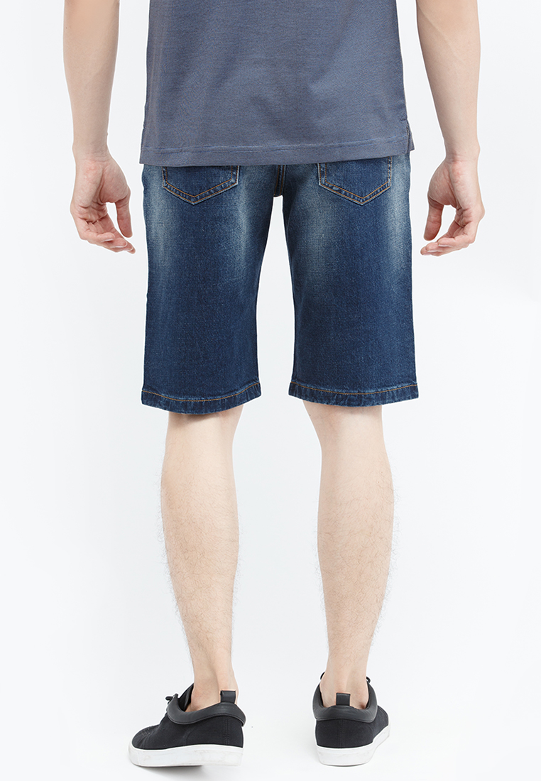 Quần jean short nam Novelty Slim Straight wash ống màu xanh đậm NSJMMTNCSI1701080