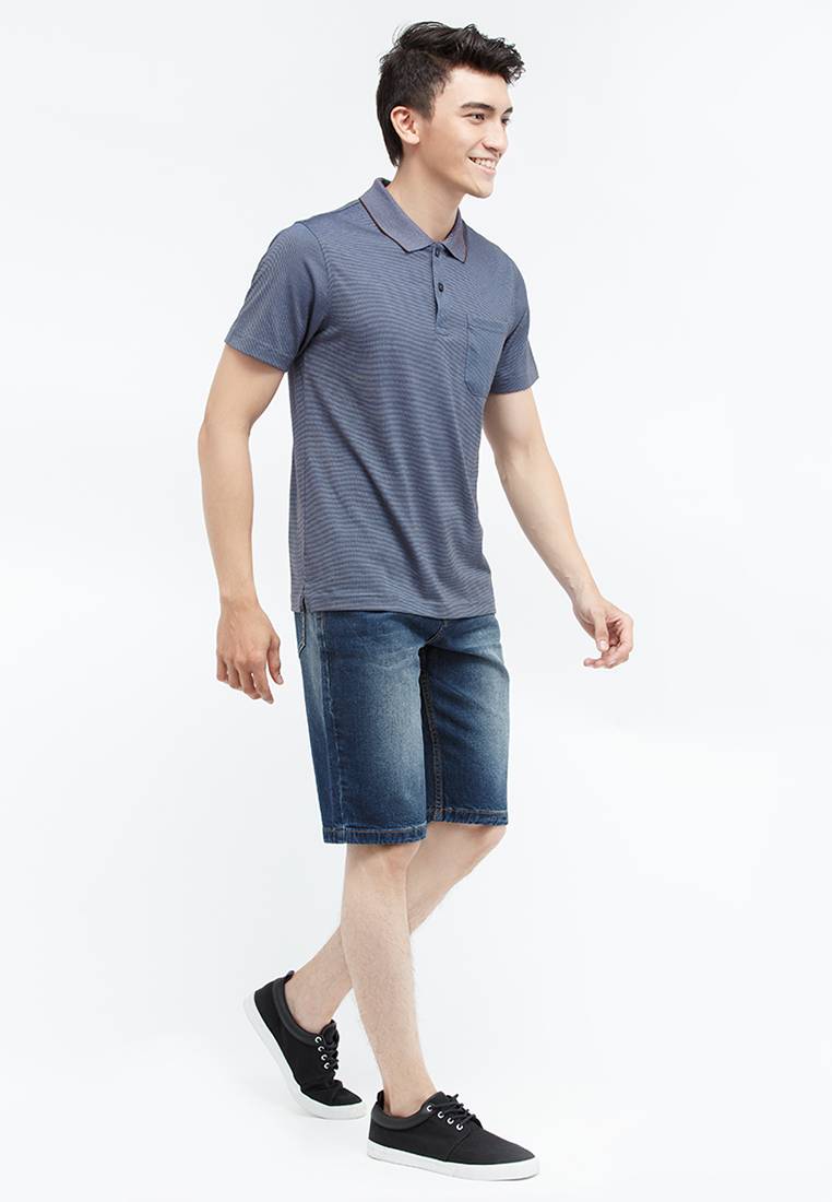 Quần jean short nam Novelty Slim Straight wash ống màu xanh đậm NSJMMTNCSI1701080