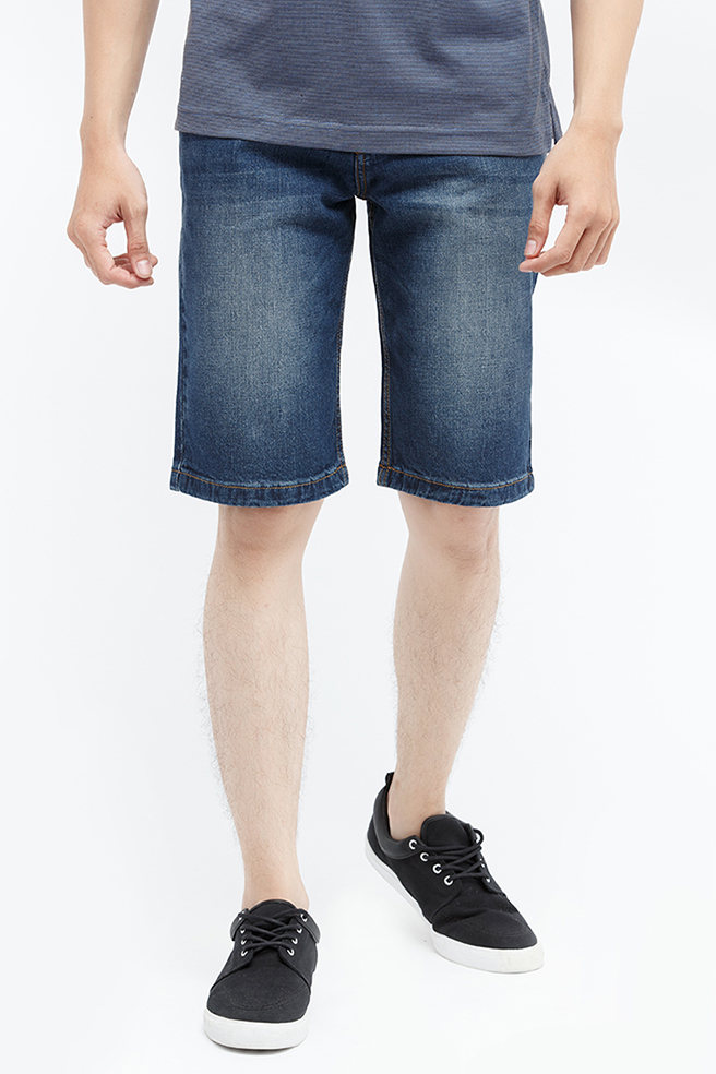 Quần jean short nam Novelty Slim Straight wash ống màu xanh đậm NSJMMTNCSI1701080