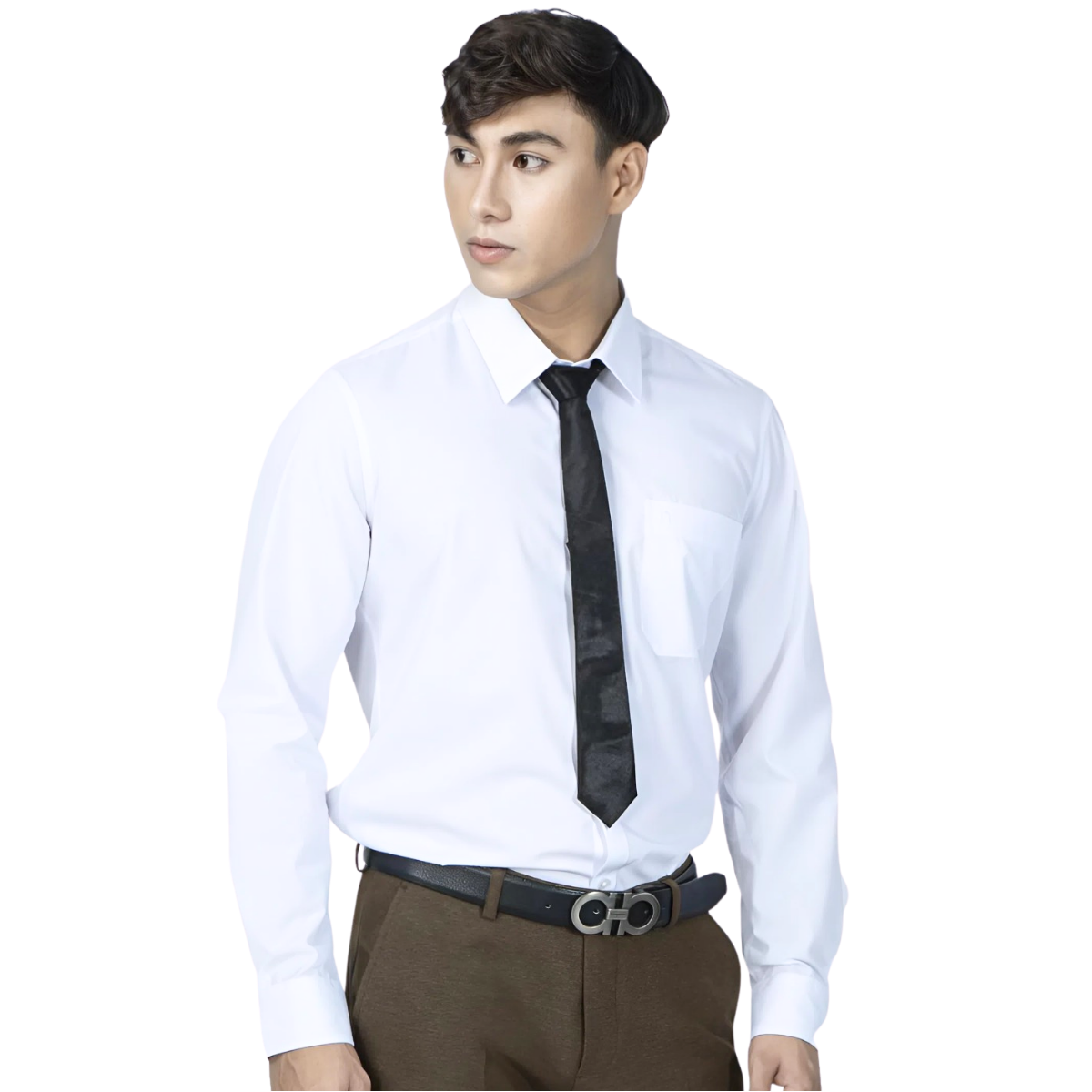Áo sơ mi nam trắng dài tay Novelty Regular fit NSMMTTMTCR230491D