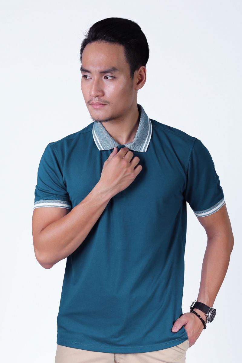 Áo Polo nam Novelty Regular fit màu xanh cổ vịt NATMMTMT3R180042N