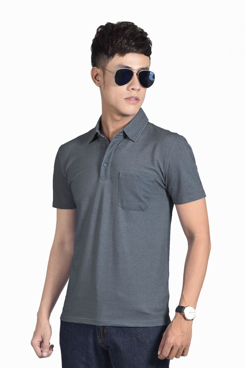 Áo thun Polo nam Novelty cổ sơ mi có túi navy đốm NATMMTMT3R210102N