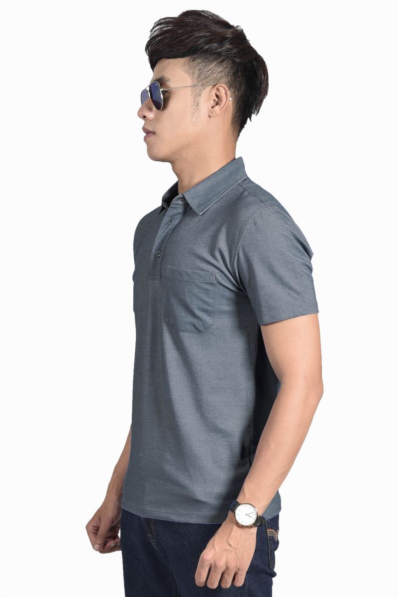 Áo thun Polo nam Novelty cổ sơ mi có túi navy đốm NATMMTMT3R210102N