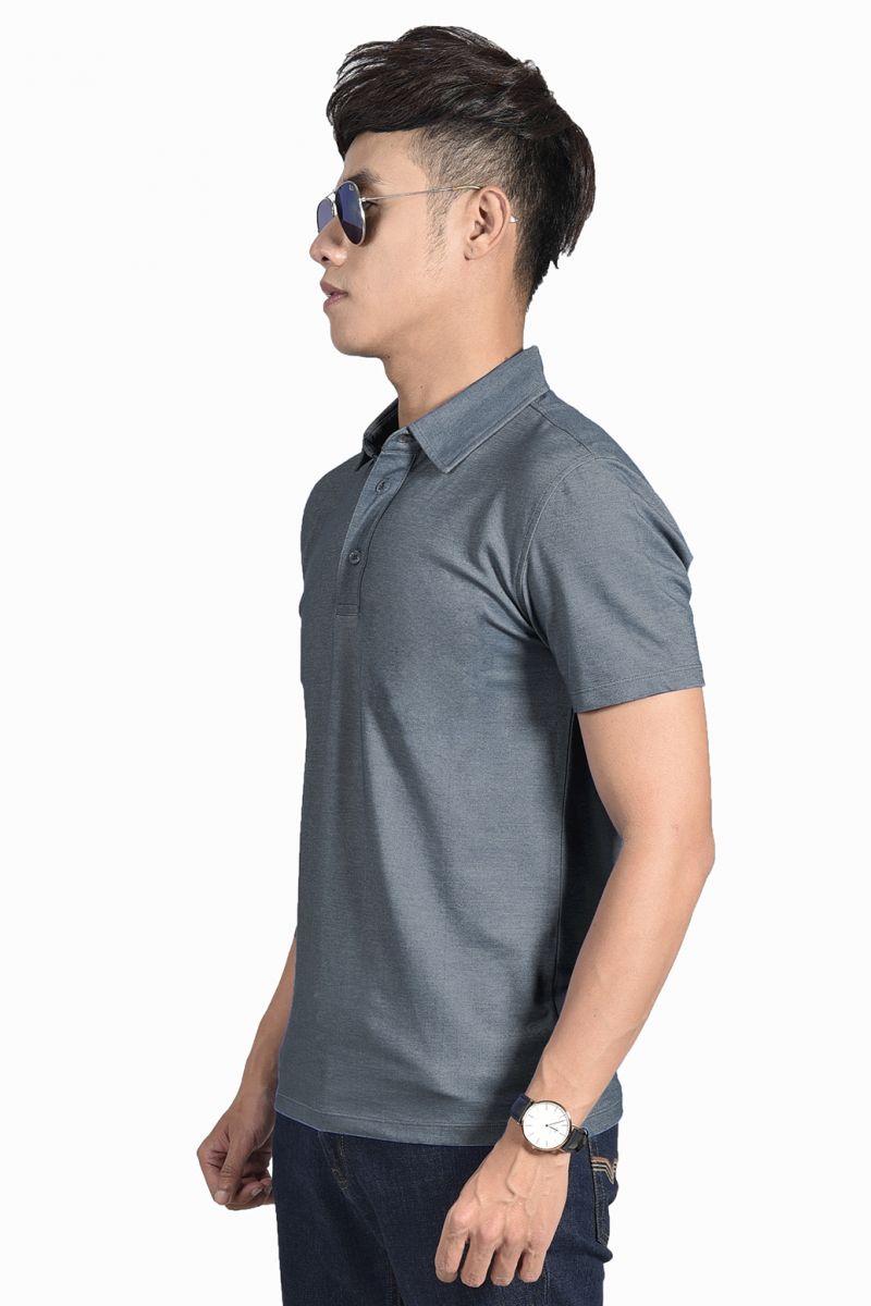 Áo Polo nam Novelty Regular fit Bamboo cổ sơ mi không túi navy đốm NATMMTMT3R210107N