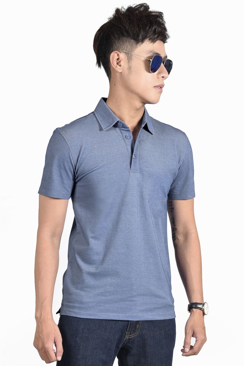 Áo Polo nam Novelty Regular fit Bamboo cổ sơ mi không túi xanh bích NATMMWMT3R210105N