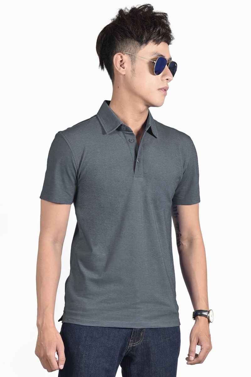 Áo Polo nam Novelty Regular fit Bamboo cổ sơ mi không túi navy đốm NATMMTMT3R210107N