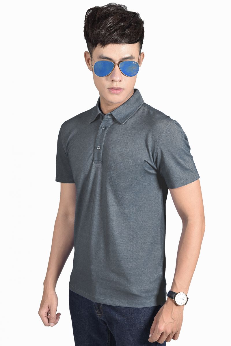 Áo Polo nam Novelty Regular fit Bamboo cổ sơ mi không túi navy đốm NATMMTMT3R210107N