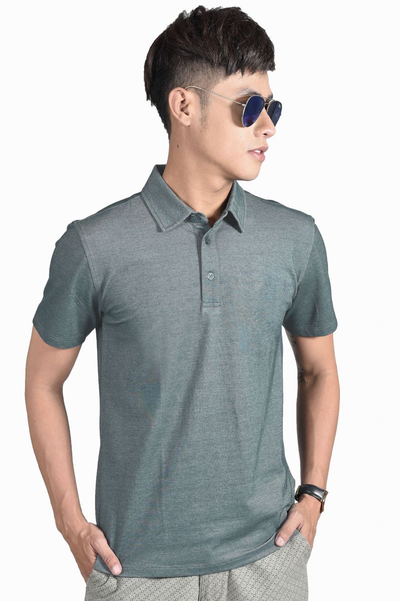 Áo Polo nam Novelty Regular fit Bamboo cổ sơ mi không túi xanh coban NATMMTMT3R210104N