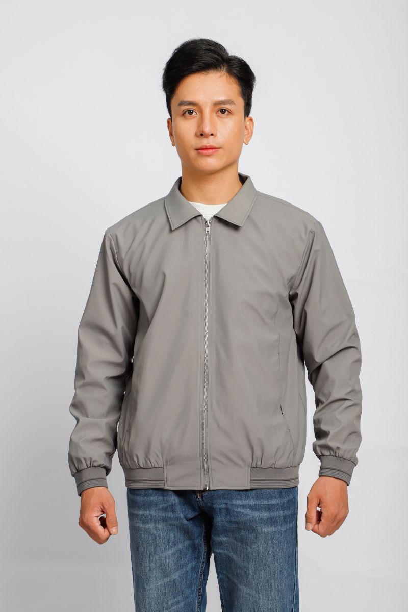 Áo jacket nam bonding cổ bẻ Novelty màu xám 2203142