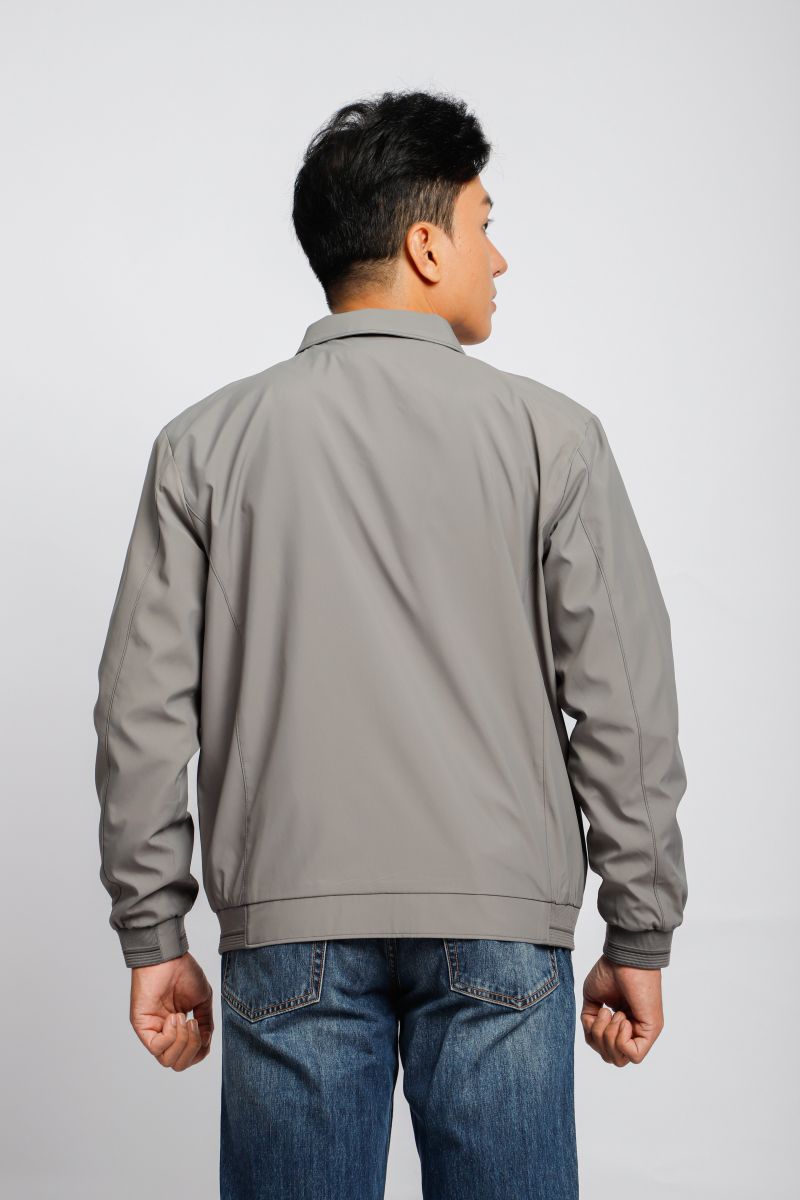 Áo jacket 2 lớp bonding Novelty cổ bẻ  màu xám NJKMMTM2203142