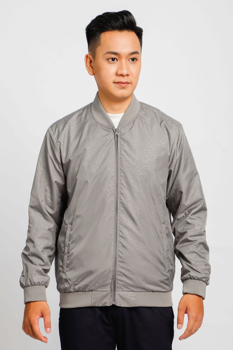 Áo jacket nam in chìm Novelty xám nhạt NJKMMNMPLR2203352