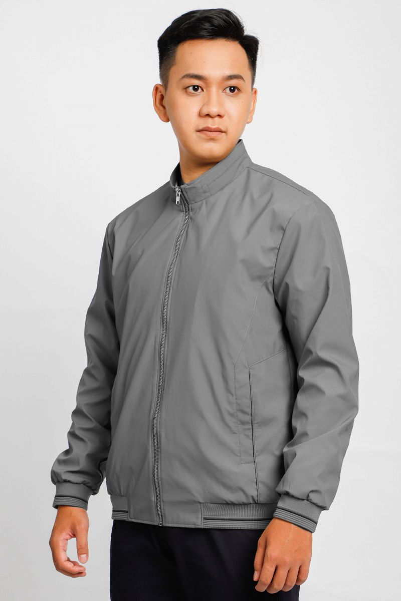 Áo jacket nam bonding cổ trụ Novelty màu xám NJKMMTMPLR2203062