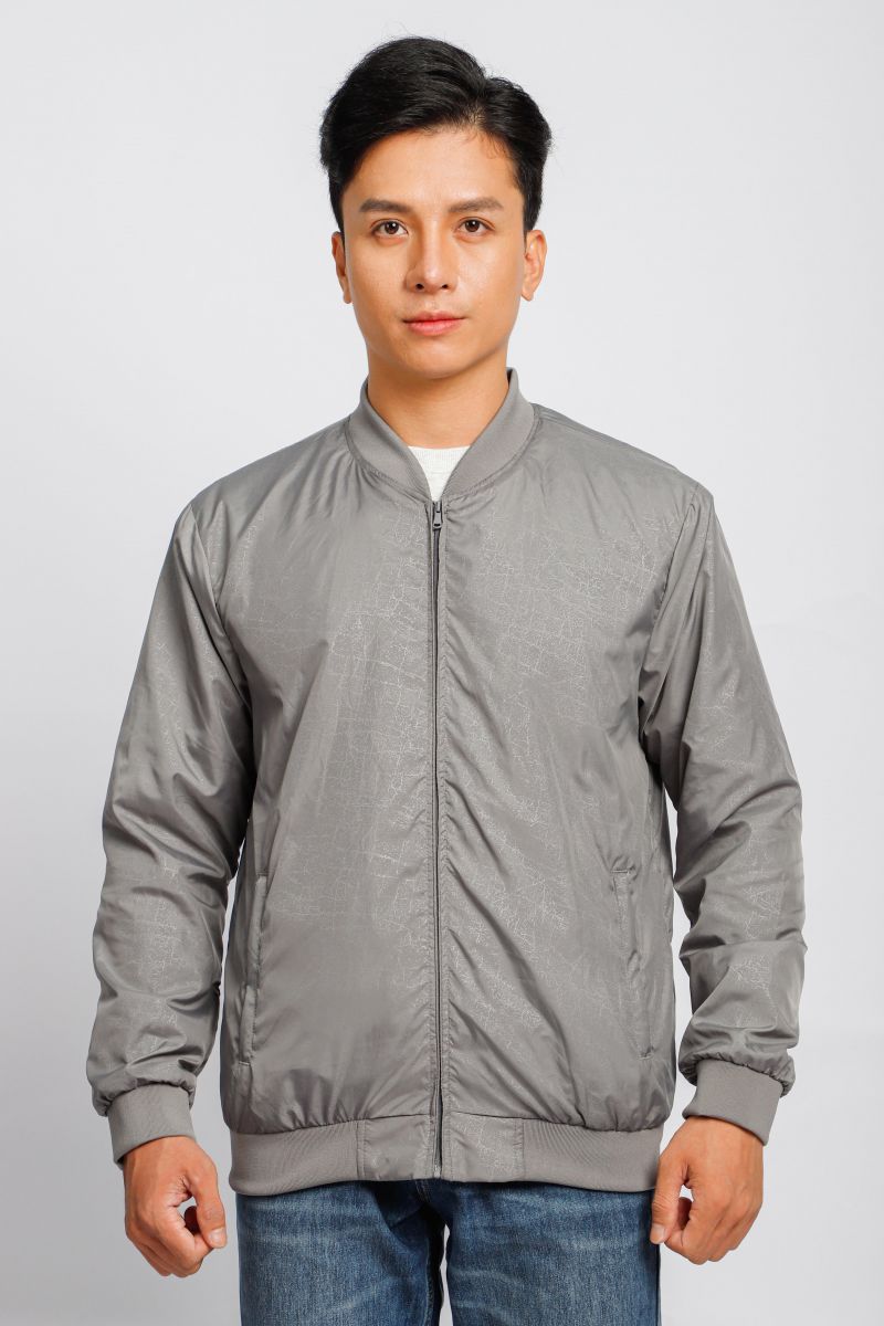 Áo jacket nam in chìm Novelty xám nhạt NJKMMNMPLR2203392