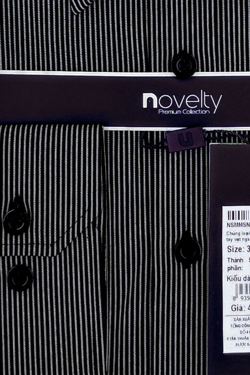 Áo Sơ mi dài tay Novelty vạt ngang đen sọc dọc NSMMSNMBMB170945D