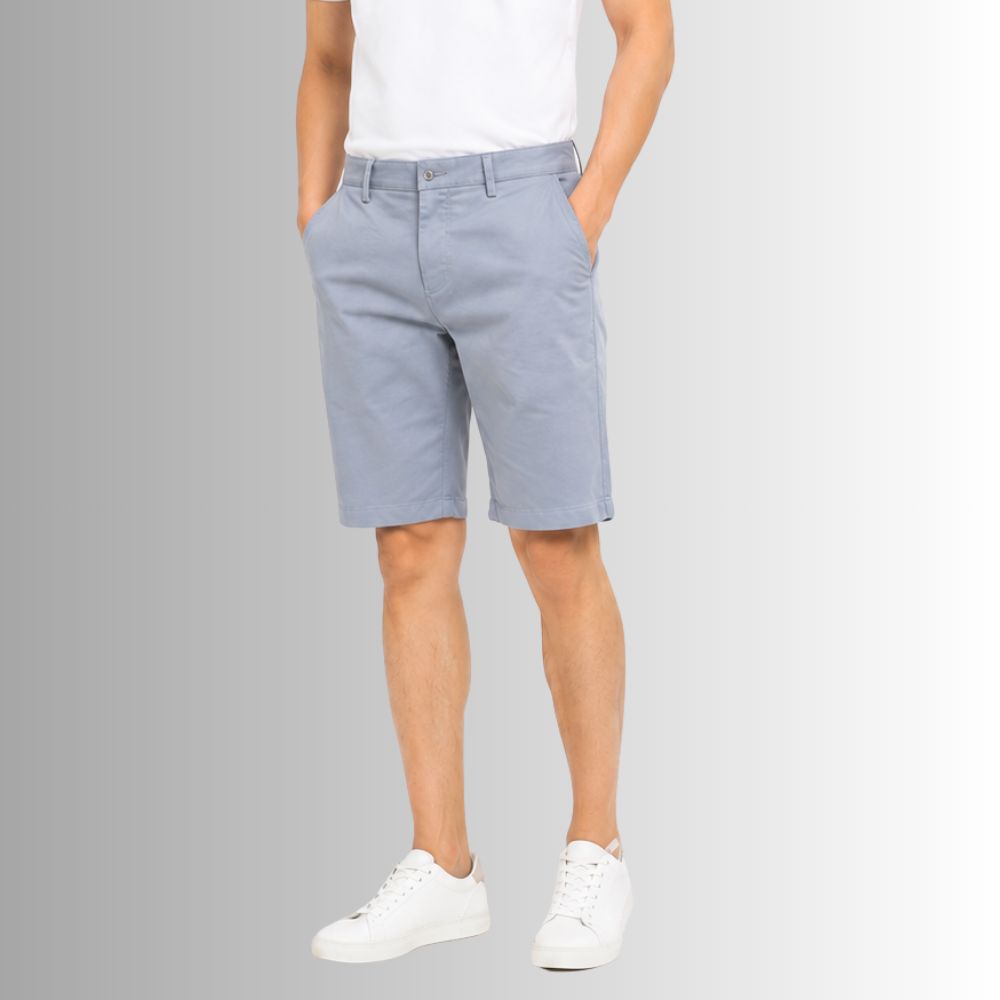 QUẦN SHORT DỆT LINEN NAM NOVELTY 0PLY REGULAR FIT TRƠN MÀU XANH XÁM NQSLMTMCSR2609650