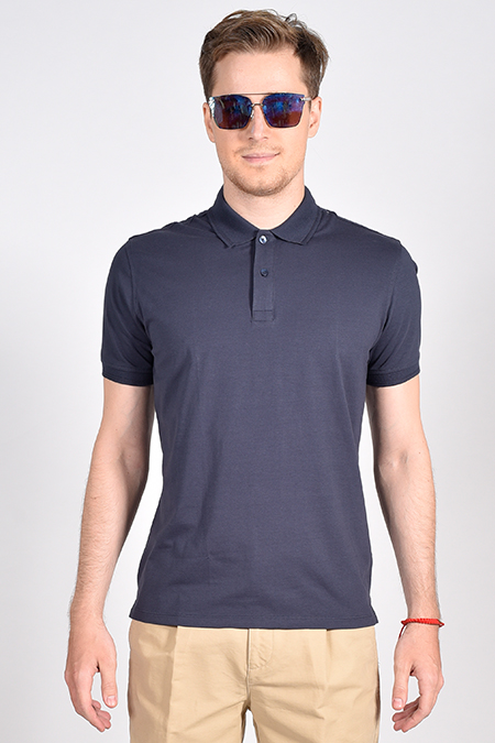 Áo Polo nam Novelty Regular fit cổ bo dệt xương cá màu xanh đen NATMMDMCSR181252N