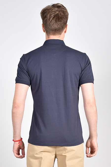 Áo Polo nam Novelty Regular fit cổ bo dệt xương cá màu xanh đen NATMMDMCSR181252N