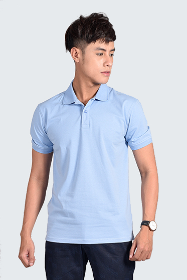 Áo Polo nam Novelty Regular fit cổ bo dệt xương cá màu xanh da trời NATMMNMCSR181254N