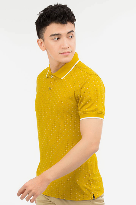 Áo Polo nam Novelty Regular fit Bamboo  in họa tiết màu vàng NATMINMT3R180045N