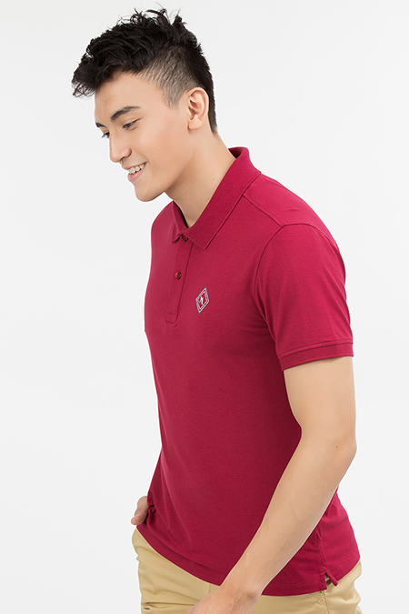 Áo Polo nam Novelty Regular Fit Bamboo  thêu logo ngực màu đỏ NATMMTMT3R180052N