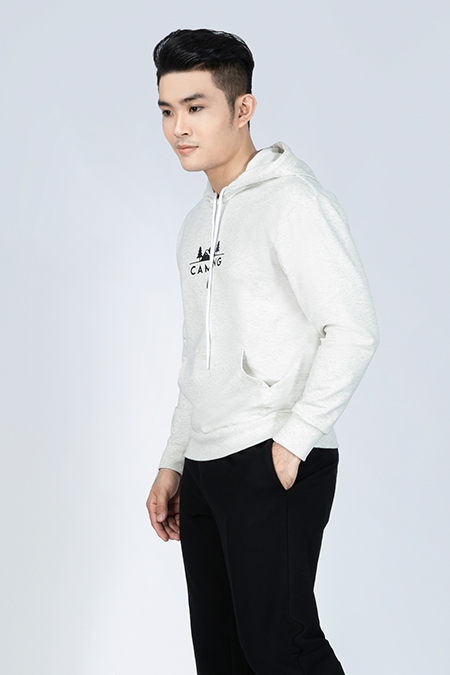 Áo Hoodie nam Novelty màu trắng Melange 190908A