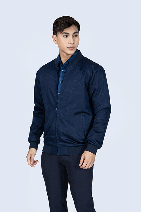 Áo Jacket Khaki Bomber nam Novelty in họa tiết màu xanh đen NJKMHTMT3R1905552