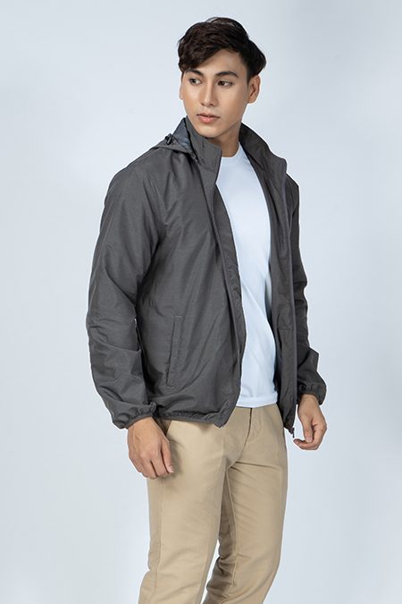 Áo Jacket Melange nam Novelty nón rời màu lông chuột 1906592