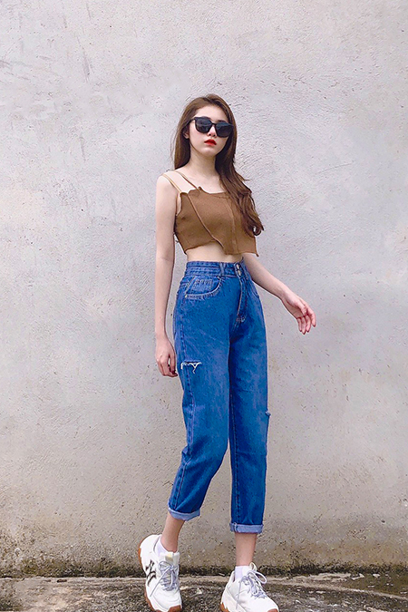 Quần Jeans nữ baggy lưng cao Novelty MS693