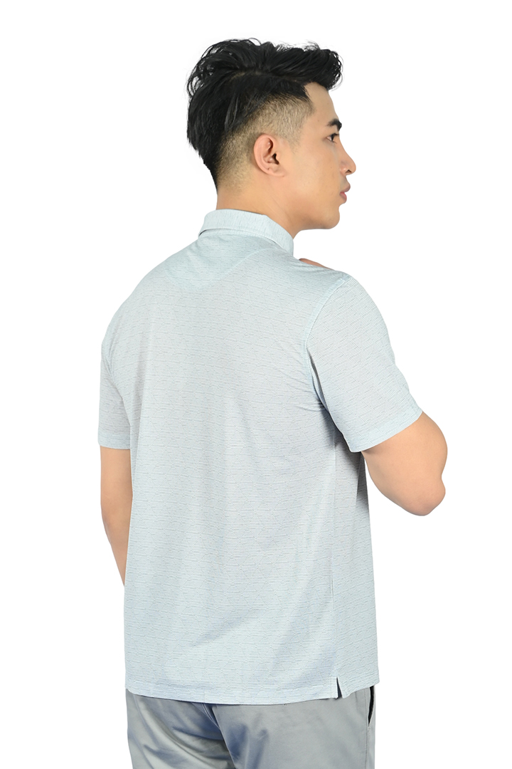 Áo Polo nam Novelty Regular fit xanh trắng NATMINMCLR210073N