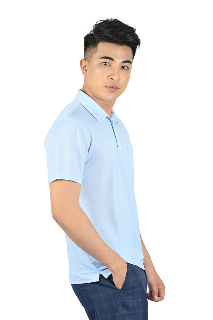 Áo Polo nam Novelty Regular fit màu Xanh da trời nhạt NATMINMCLR210076N