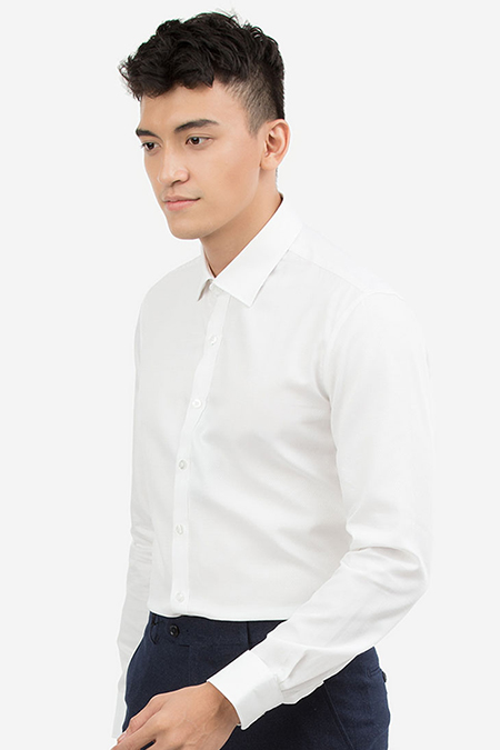 Áo sơ mi nam trắng dài tay Novelty Regular fit  không túi NSMMTTMTCR190527D