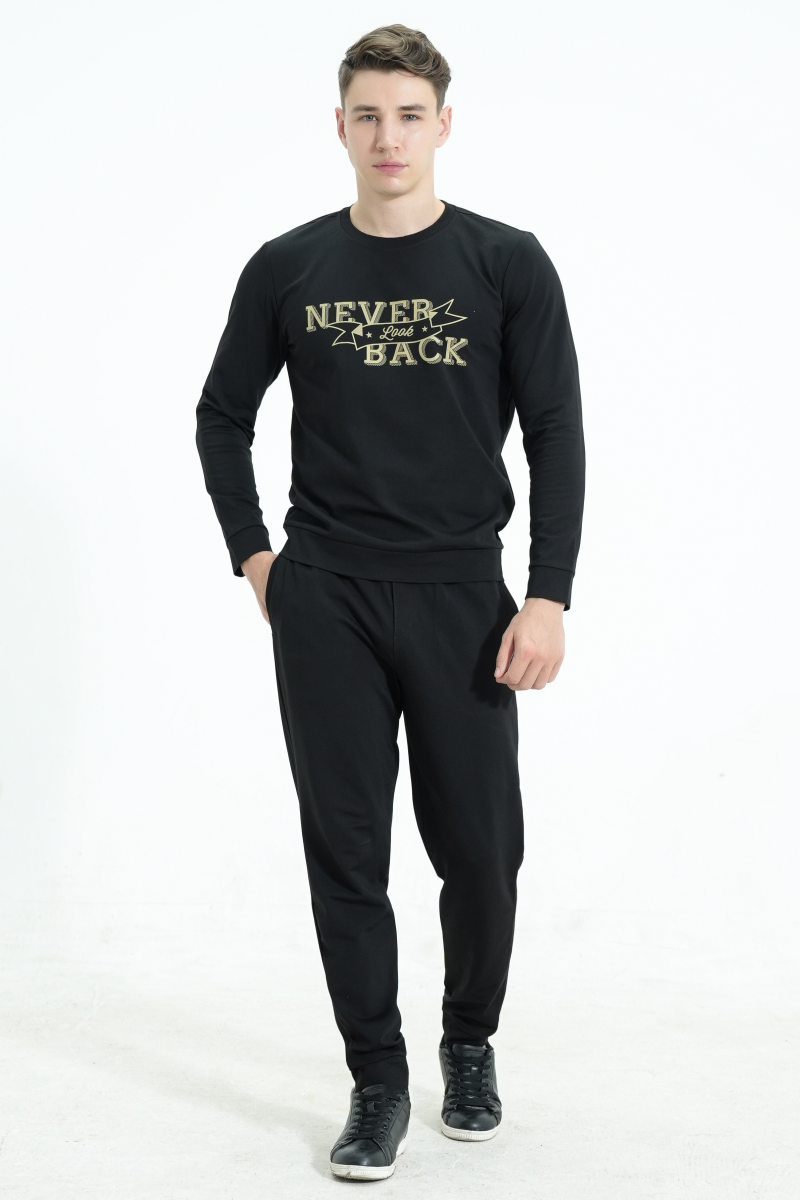 Bộ thun nam Novelty Regular fit đen NBTMMDMT3R240498B